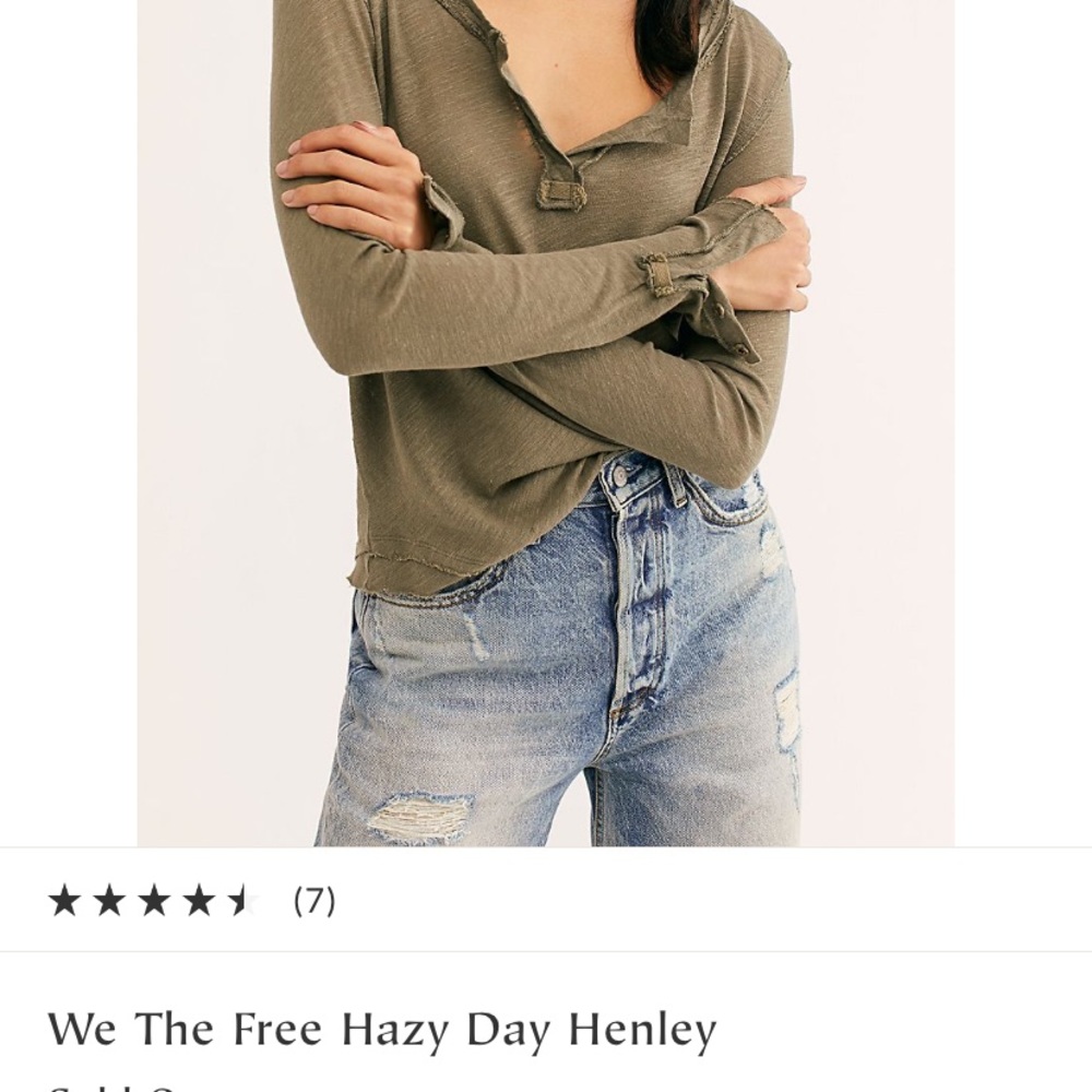 Free people Henley top in Army